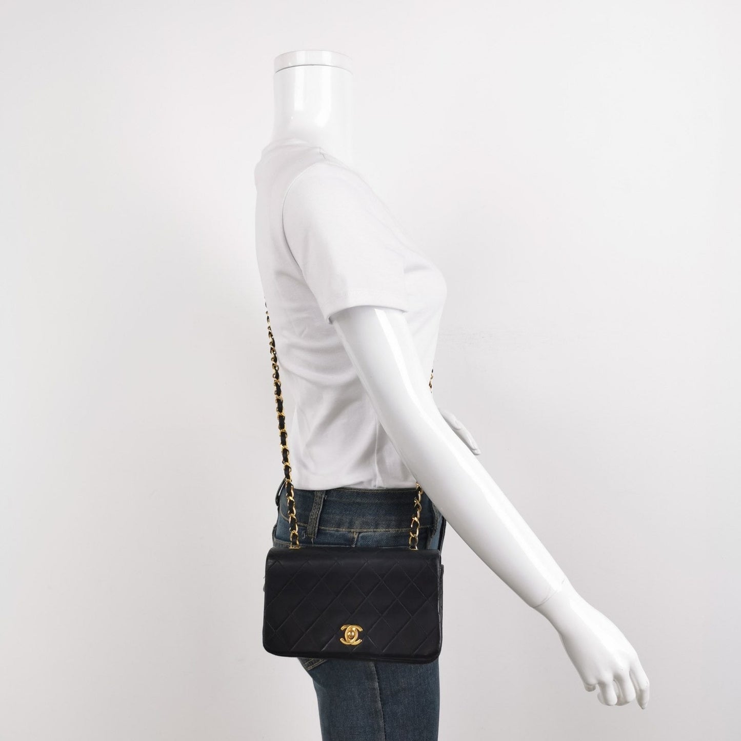 Chanel Classic Flap - Lambskin 24k Hardware Black Gold Leather Mini Bag Gold Hardware