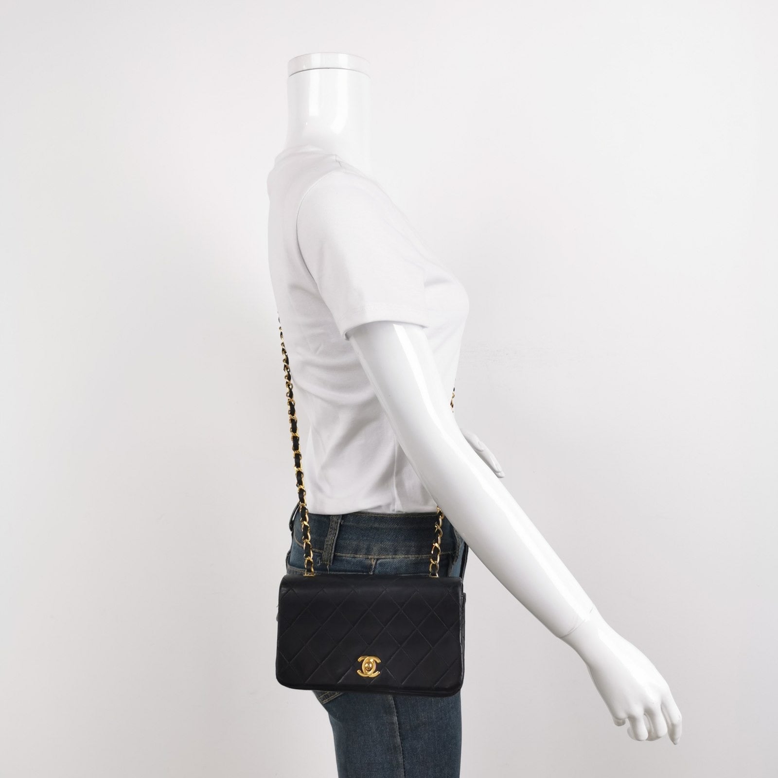 Chanel Classic Flap - Lambskin 24k Hardware Black Gold Leather Mini Bag Gold Hardware