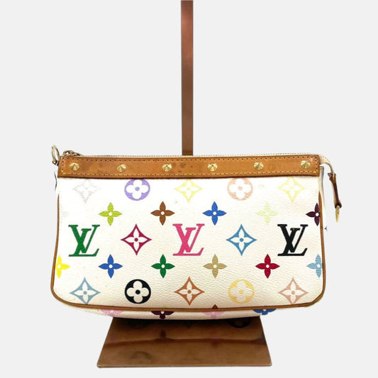 Louis Vuitton x Takashi Murakami Pochette Accessoire White Multicolor Clutch Bag Multicolor 1