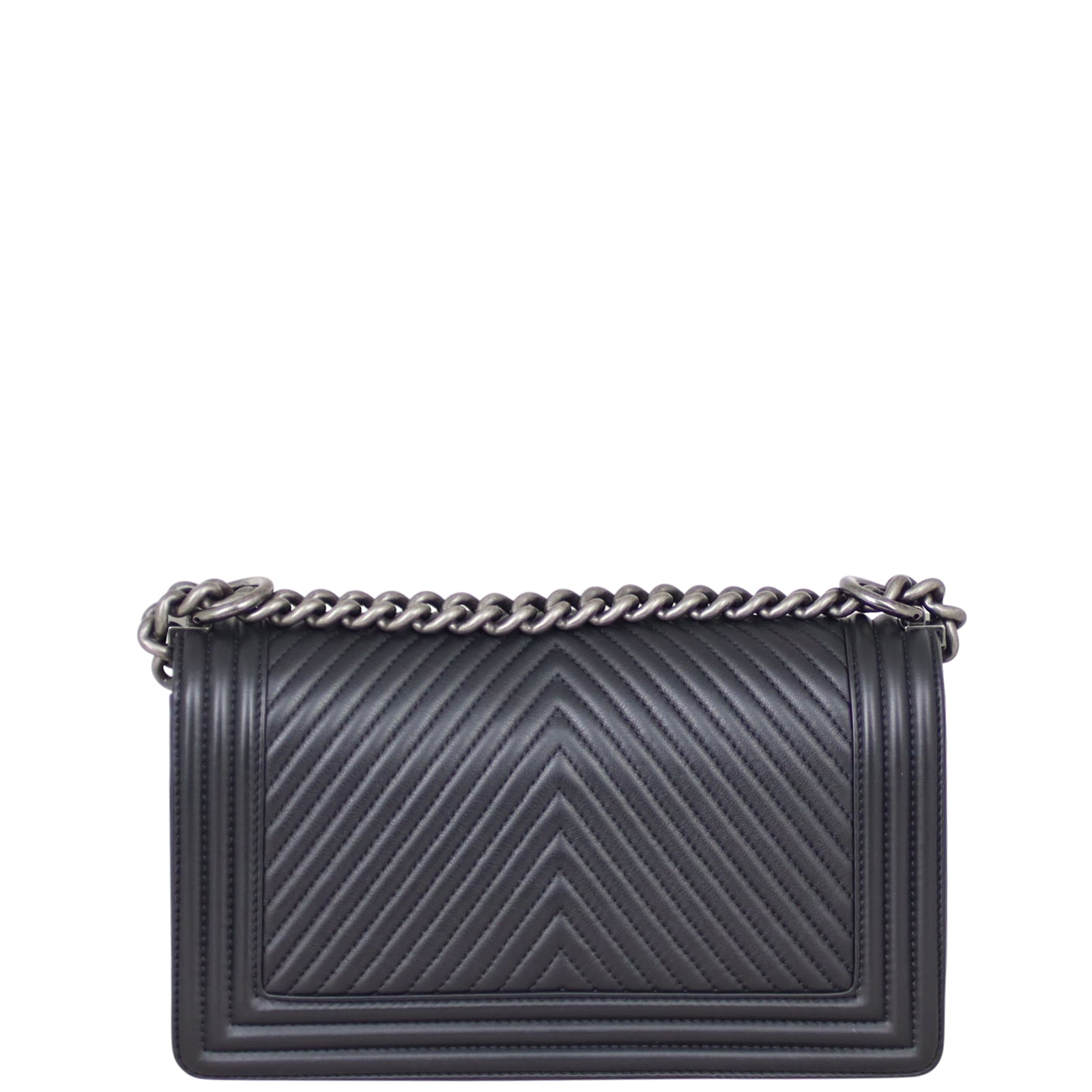 Chanel Boy Old Chevron Handbag Black Medium