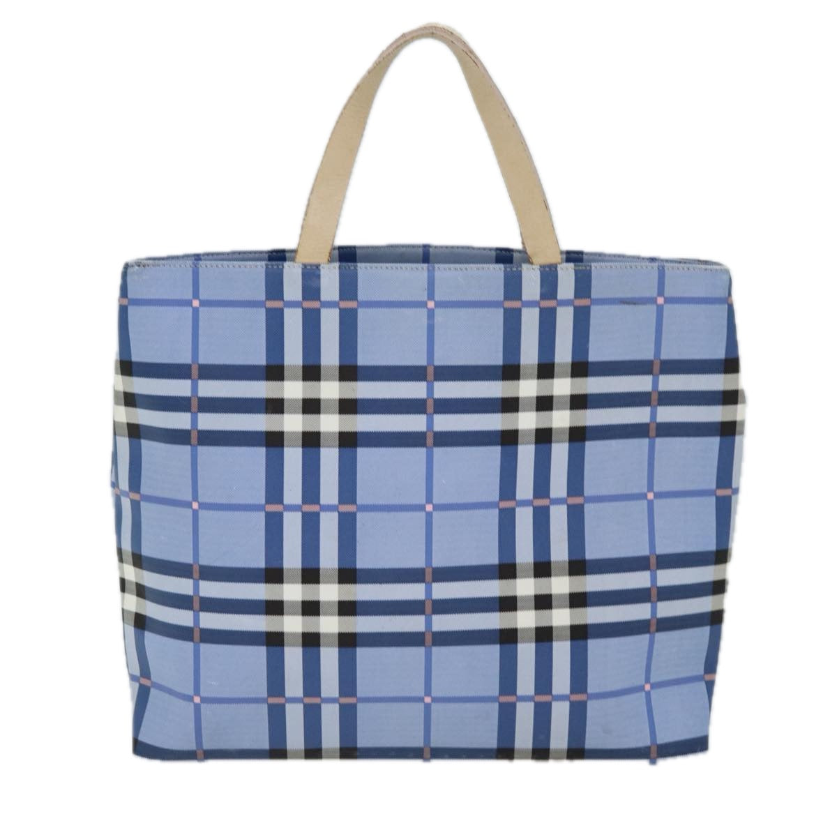 Burberry Luxury Nova Check Tote Bag Auth Nylon Blue