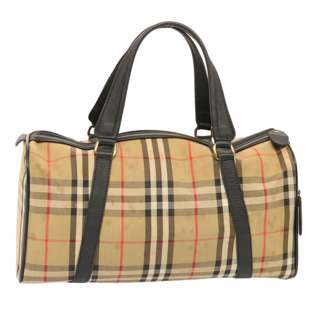 Burberry Luxury ss Nova Check Boston Bag Auth Canvas Beige Travel Bag Beige Auth 73347