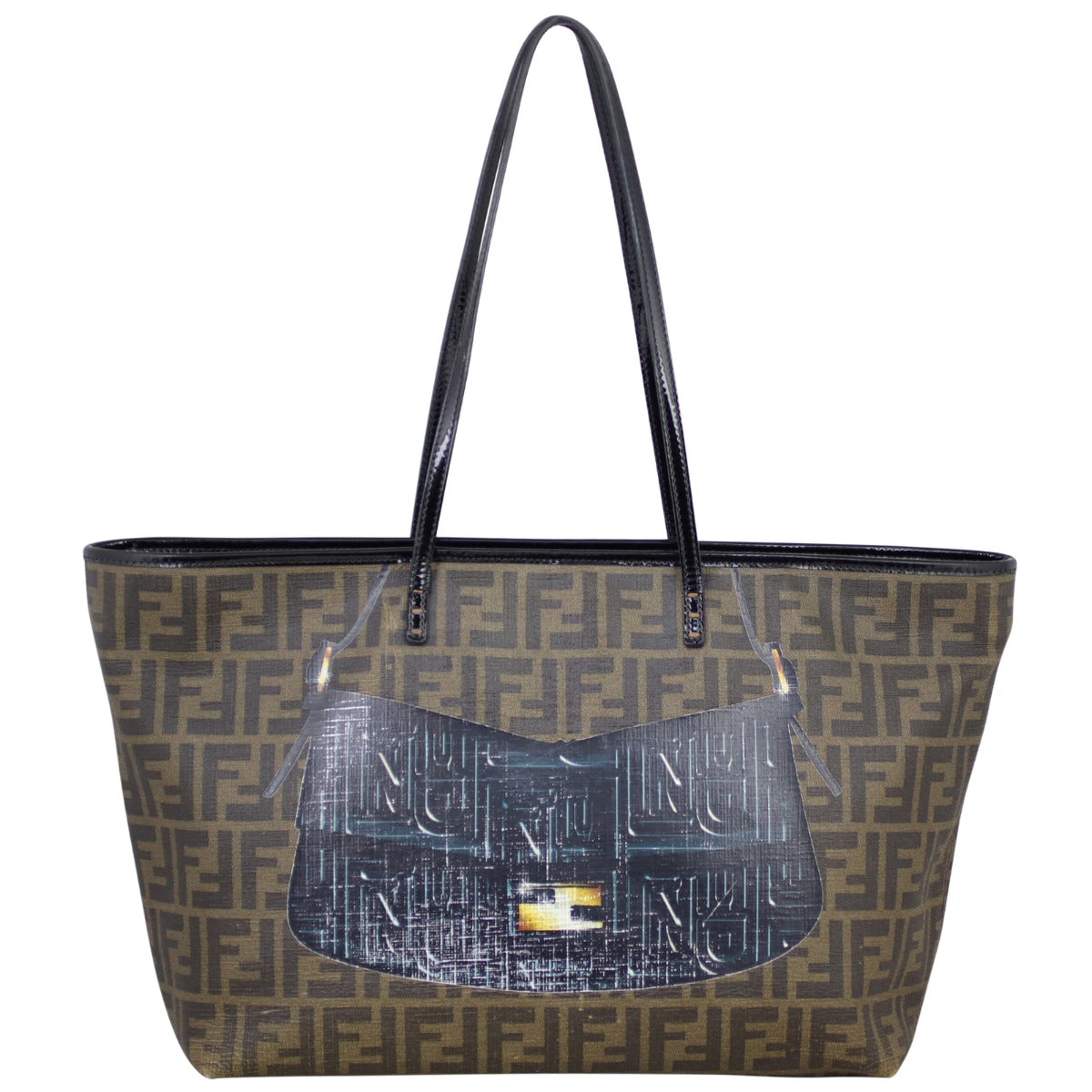 Fendi Tote Bag Zucca Roll Tote Mamma Baguette Print Shoulder Bag