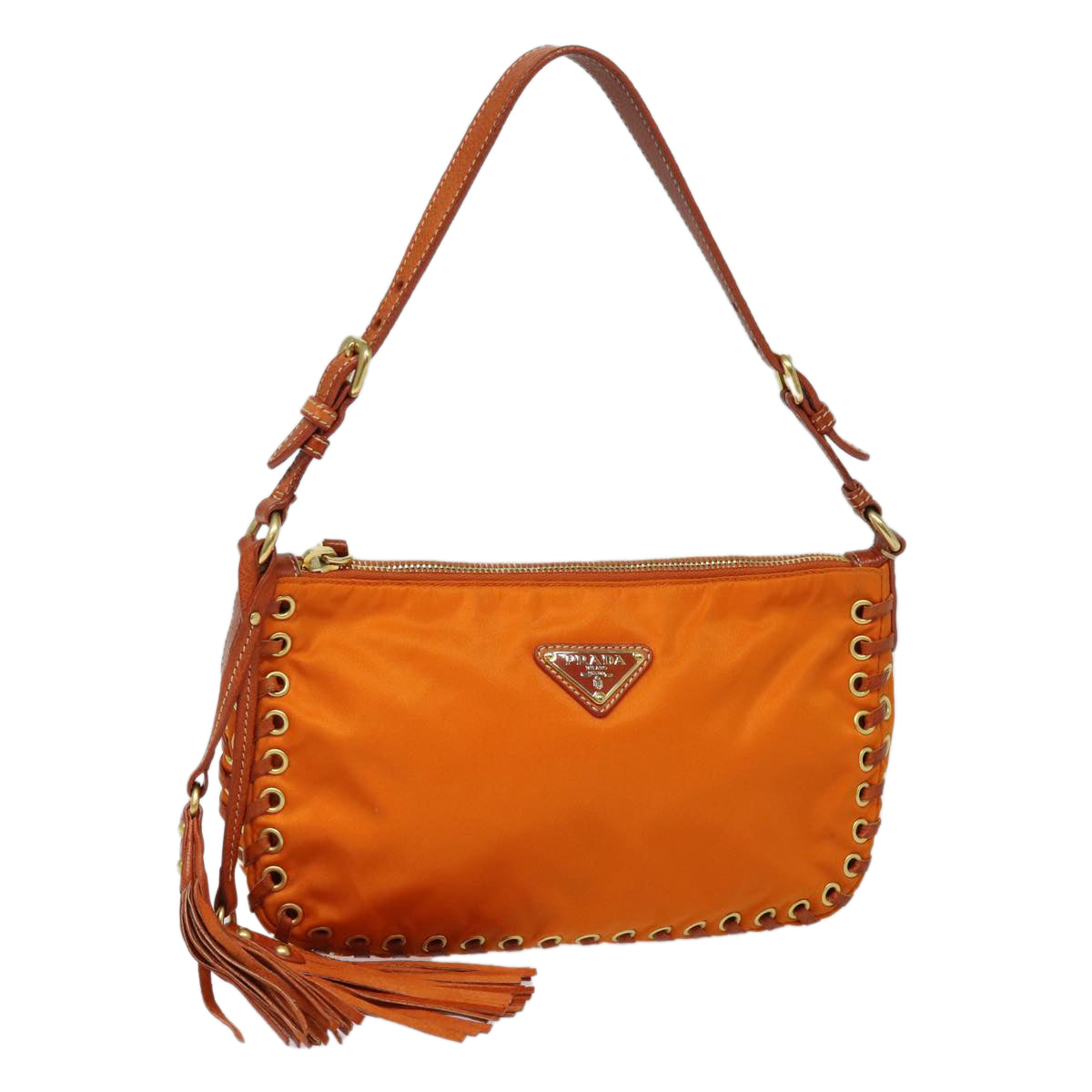 Prada Accessory Pouch Auth Luxury Handbag Nylon Orange Clutch Bag