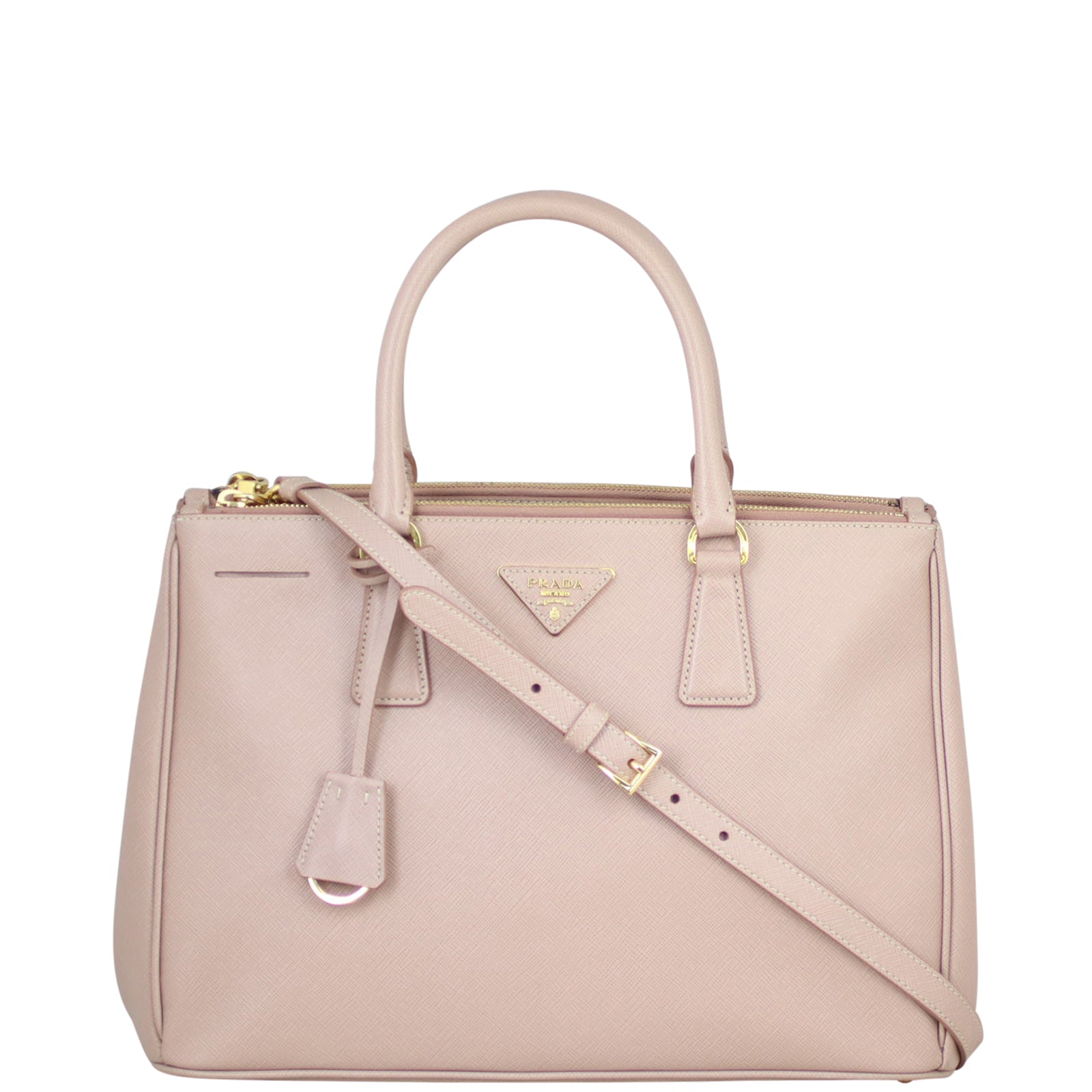Prada Tote Bag Lux Galleria Double Tote 5 Saffiano Pink Medium