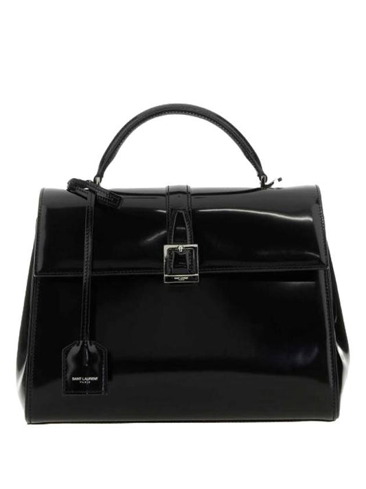 YSL Saint Laurent Saint Laurent Trending Le Fermoir Top Handle Leather Black Tote Bag