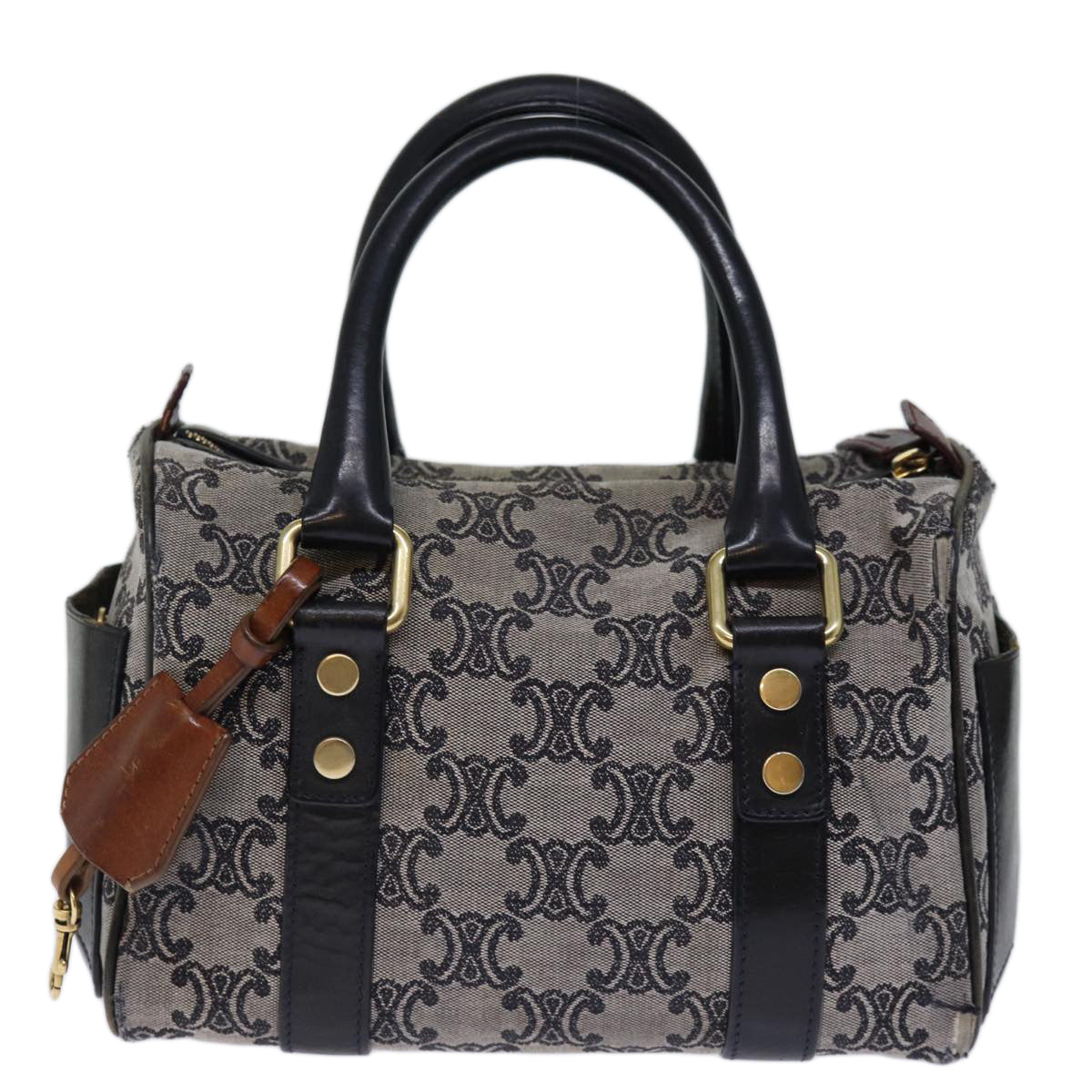Luxury Triomphe Hand Bag Gray Auth Canvas Travel Bag