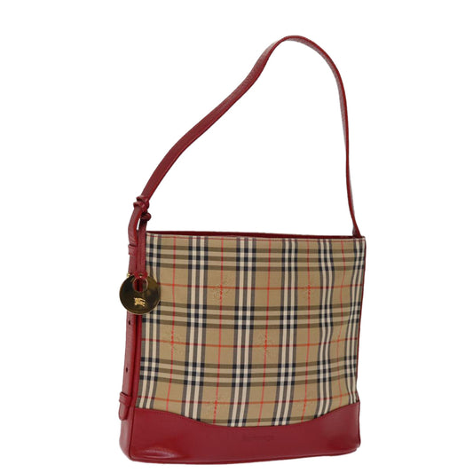 Burberry Luxury ss Nova Check Shoulder Bag Auth Canvas Beige Red Red Auth 74385