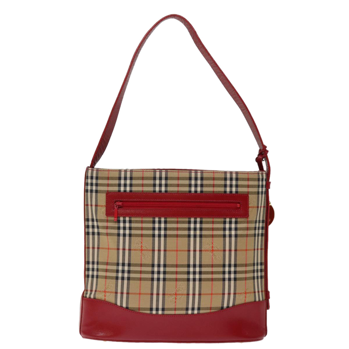 Burberry Luxury ss Nova Check Shoulder Bag Auth Canvas Beige Red Red Auth 74385
