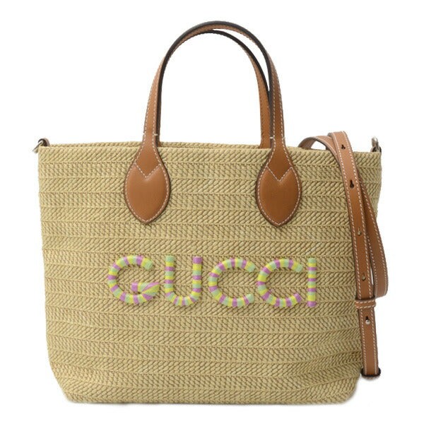 Gucci Patch 2Way Tote Bag Raffia