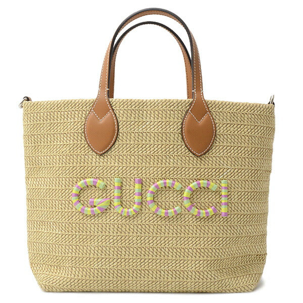 Gucci Patch 2Way Tote Bag Raffia