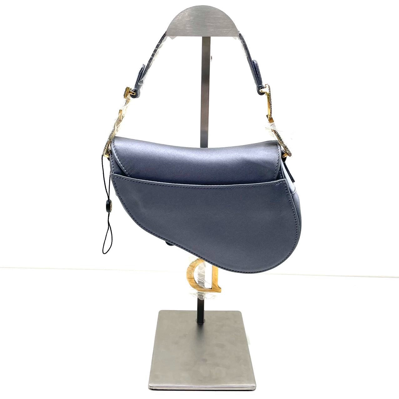 Dior Saddle Silk With Crystal Embedded Buckles Handbag Blue Mini Travel Bag