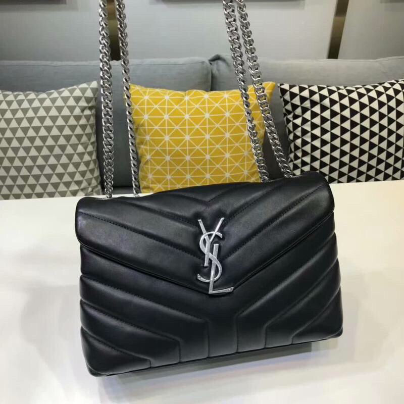 YSL Saint Laurent Loulou MatelassÃ© "Y" 9.8in 23cm Black Small Chain Handbag 3