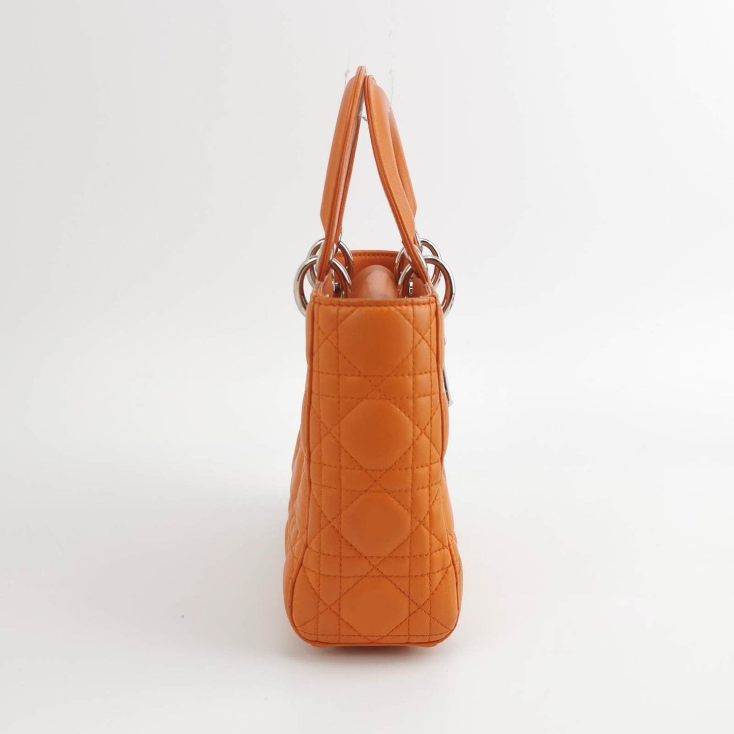 Dior Lady My Abc Orange Lambskin Cannage Handbag Leather Small Travel Bag