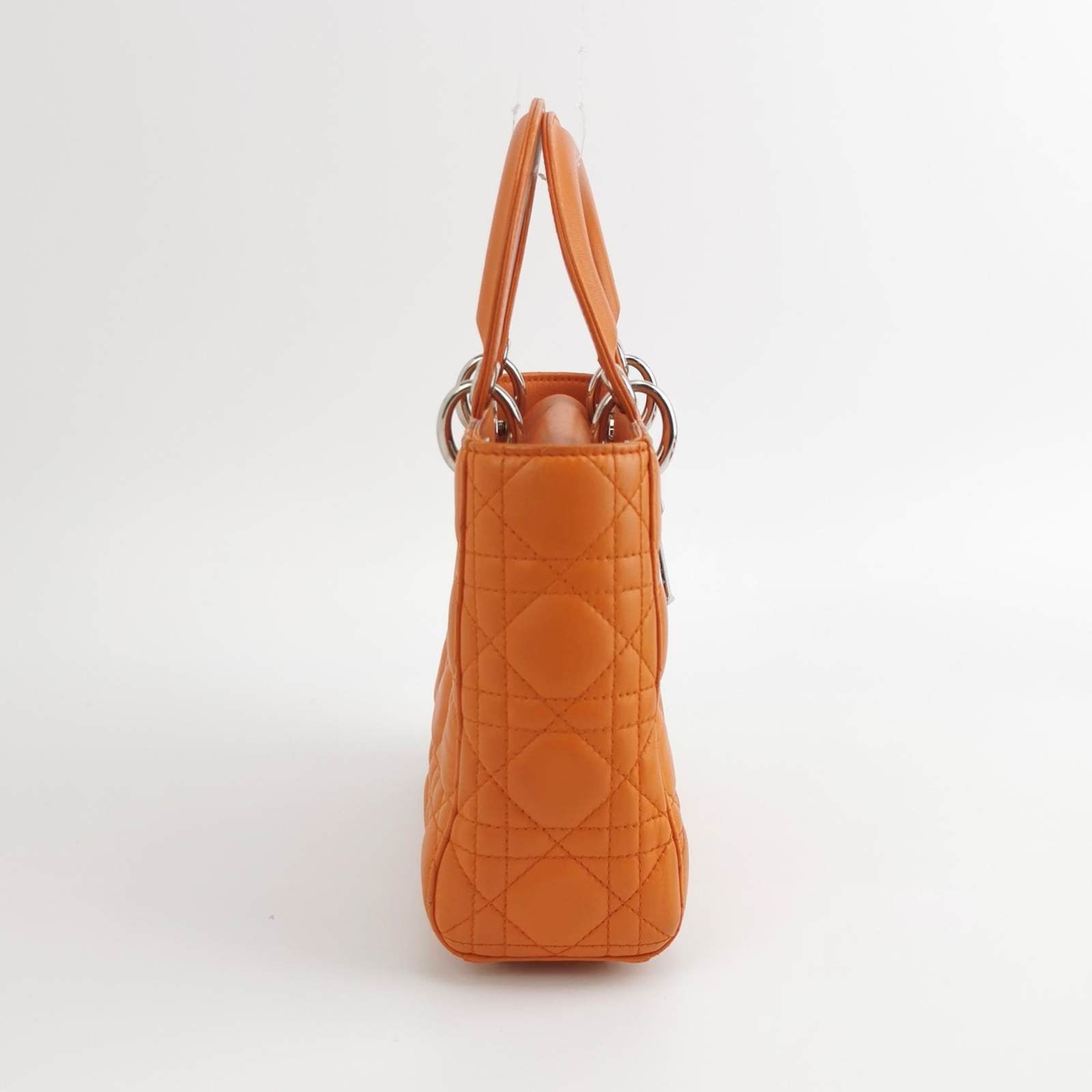 Dior Lady My Abc Orange Lambskin Cannage Handbag Leather Small Travel Bag