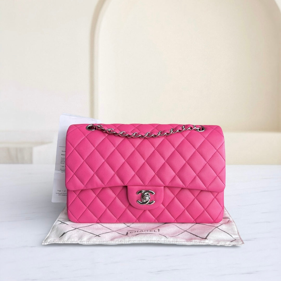 Chanel Classic Flap Medium Bag - Lambskin Hot Quilted Pink Handbag