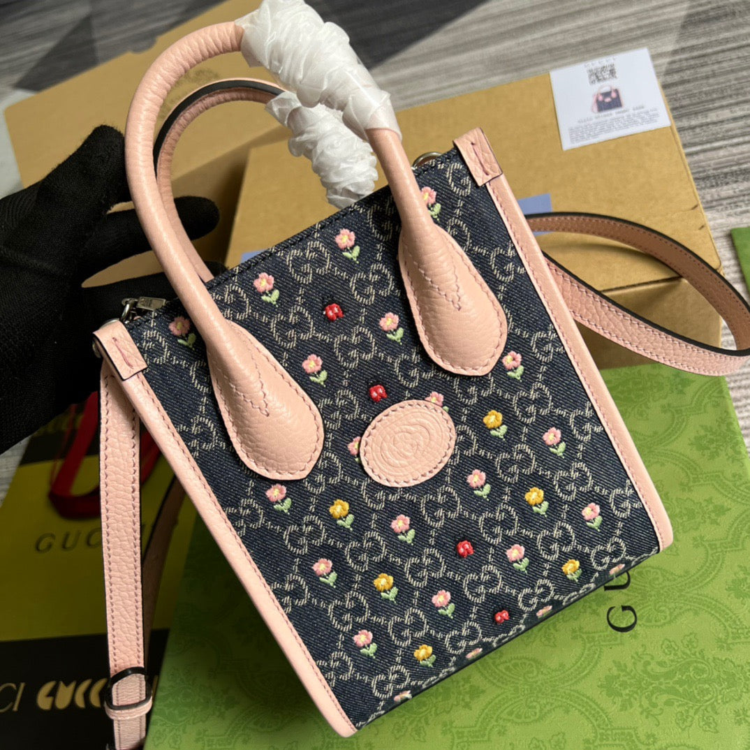 gg Blooming Love , ’s Beige Mini Tote Bag