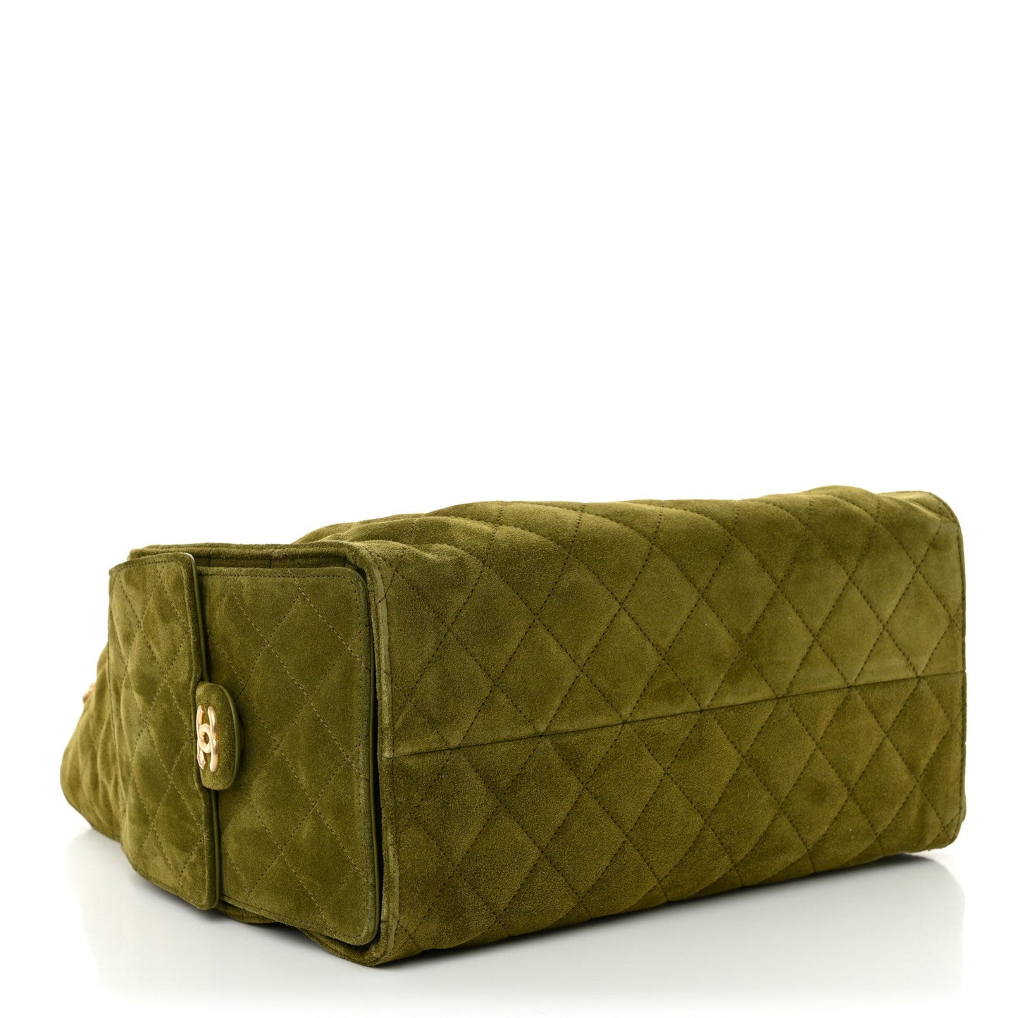 Chanel Suede Quilted Medium 25 Handbag Khaki