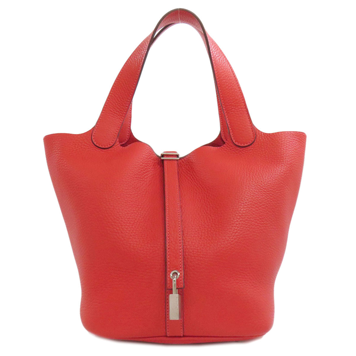 Hermes Handbag Taurillon Clemence Picotin Lock Mm Silvermetal Women Red Travel Bag
