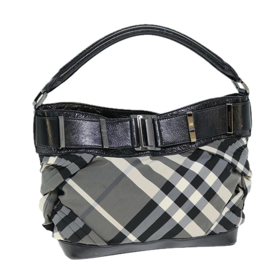 Burberry Luxury Nova Check Shoulder Bag Auth Nylon Gray