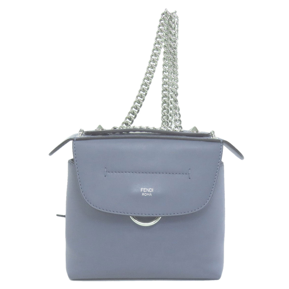 Fendi Backpack Calfskin Bag To School 2Way Blue Mini