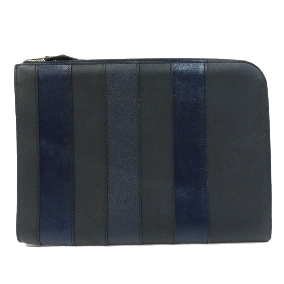 Clutch Bag Stripe Mens Leather Black