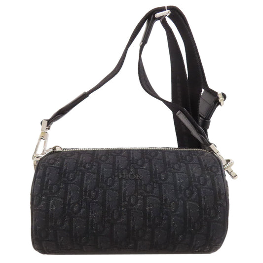 Dior Christian Shoulder Bag Oblique Women Canvas Black