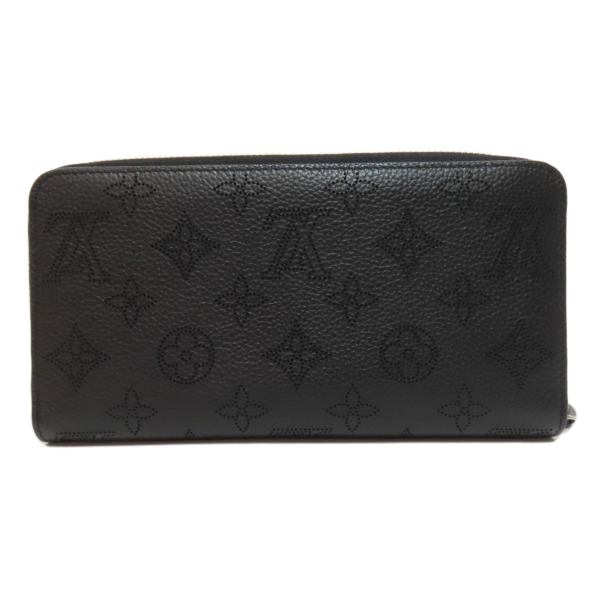 Louis Vuitton Long Purse M61867 Mahina Zippy Leather Black Wallet Case