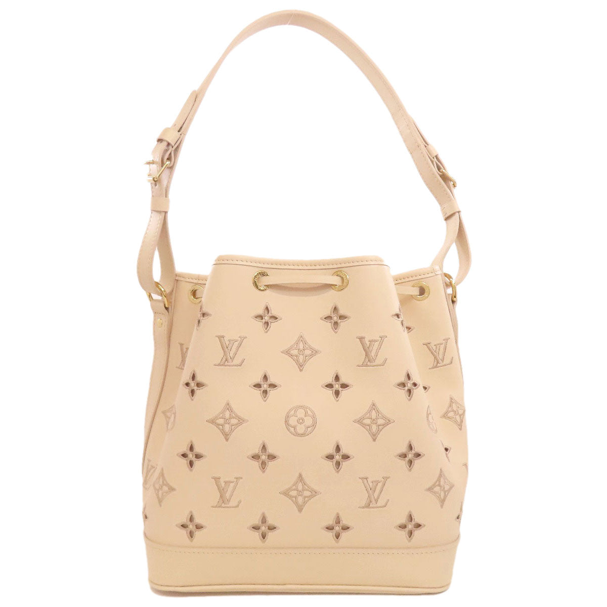 Louis Vuitton M22861 Petit Noe Broderie Anglaise Calfskin Beige Handbag