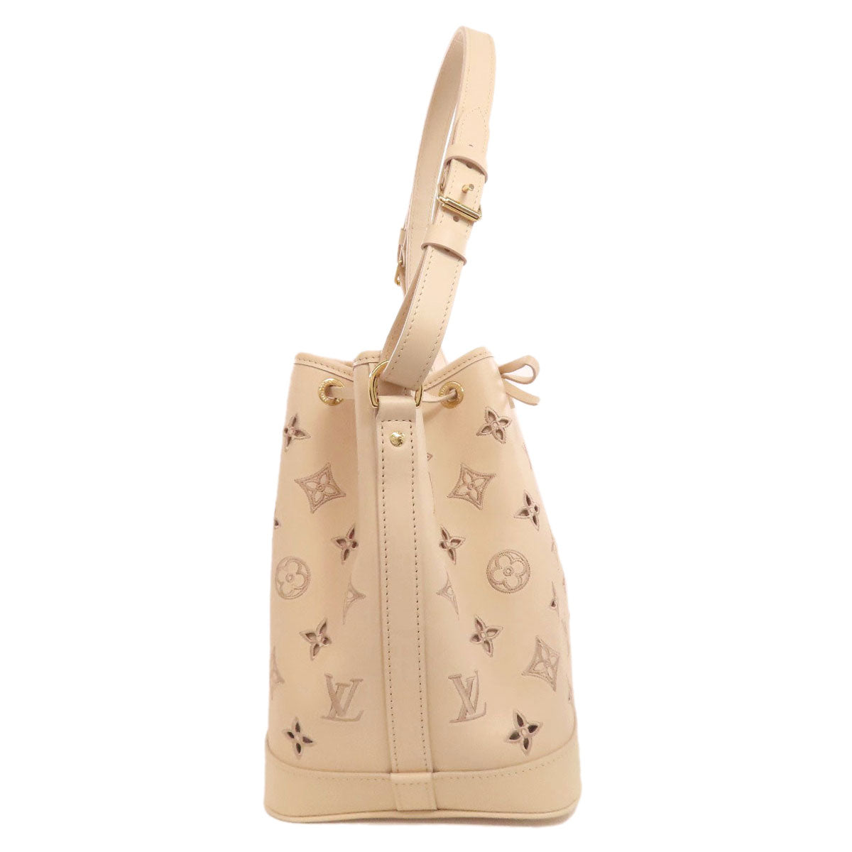 Louis Vuitton M22861 Petit Noe Broderie Anglaise Calfskin Beige Handbag