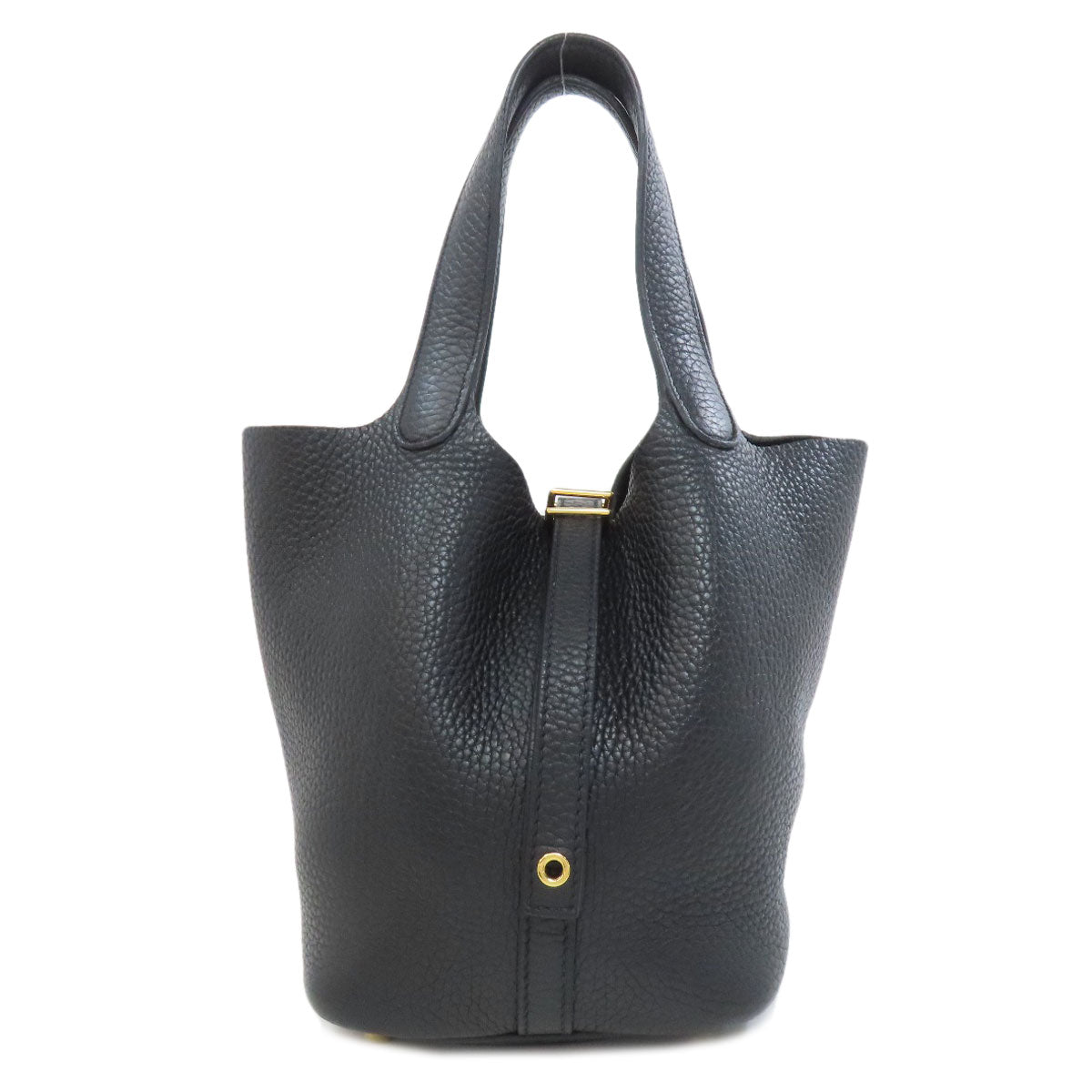 Hermes Handbag Taurillon Clemence Picotin Lock Pm Women Metal Black Gold Travel Bag