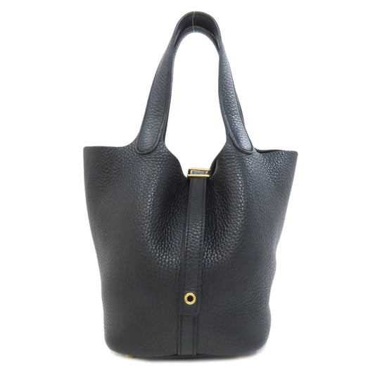 Hermes Handbag Taurillon Clemence Picotin Lock Pm Women Metal Black Gold Travel Bag
