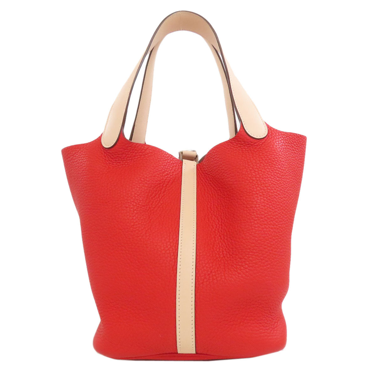 Hermes Handbag Taurillon Clemence Picotin Lock Mm Touch Silvermetal Red Travel Bag