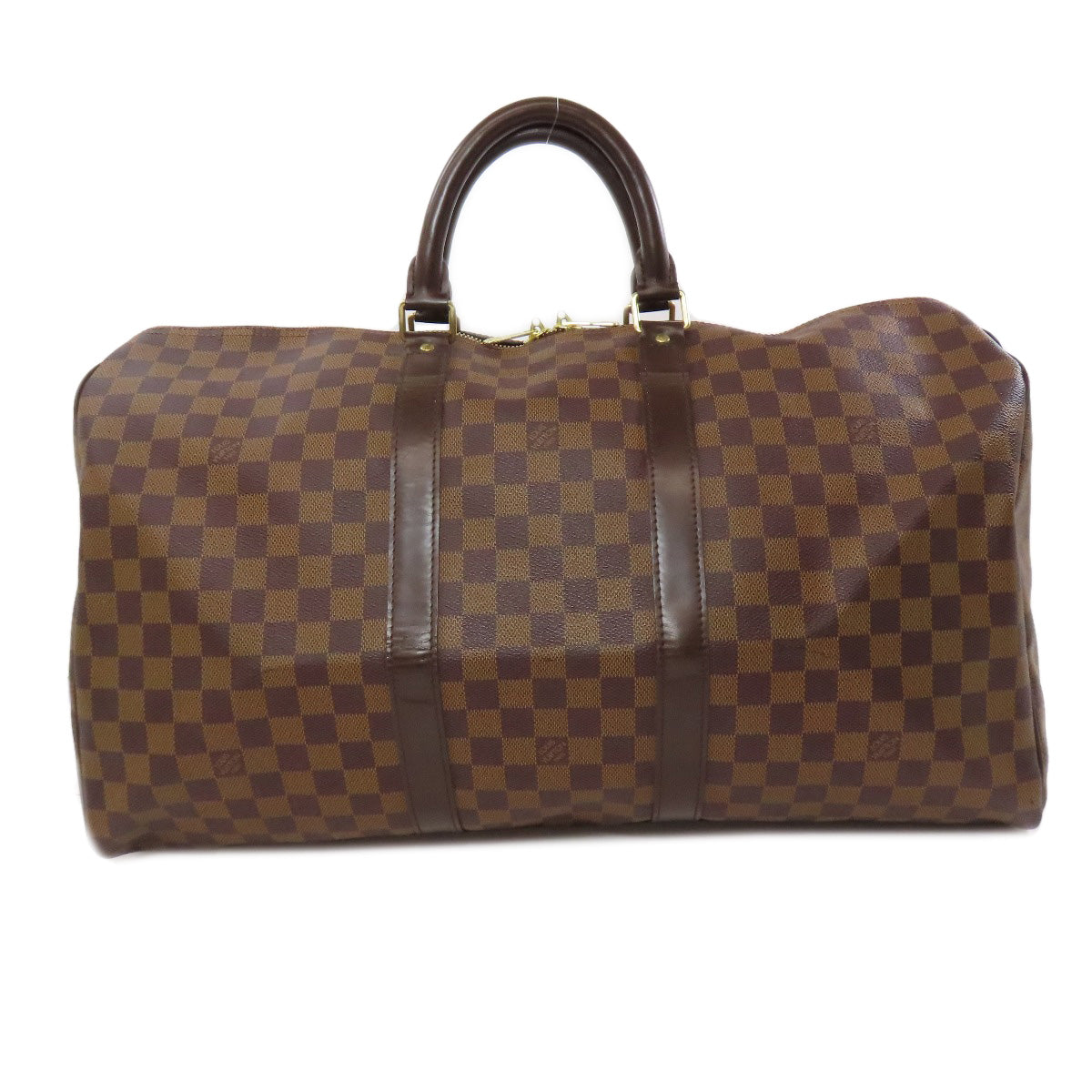 Louis Vuitton Boston Duffel N41427 Damier Keepall Canvas Brown Travel Bag