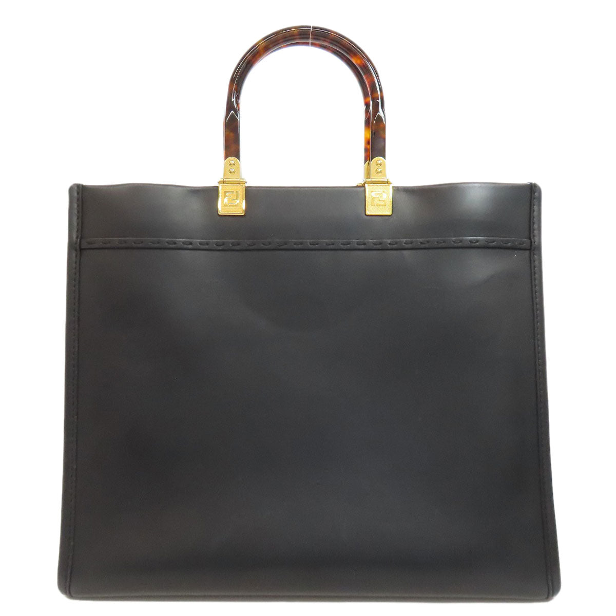 Fendi Handbag Calfskin Sunshine 2Way Women Black Medium Travel Bag
