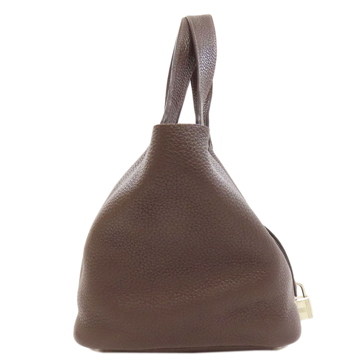 Hermes Handbag Taurillon Clemence Picotin Lock Pm Silvermetal Women Brown Travel Bag