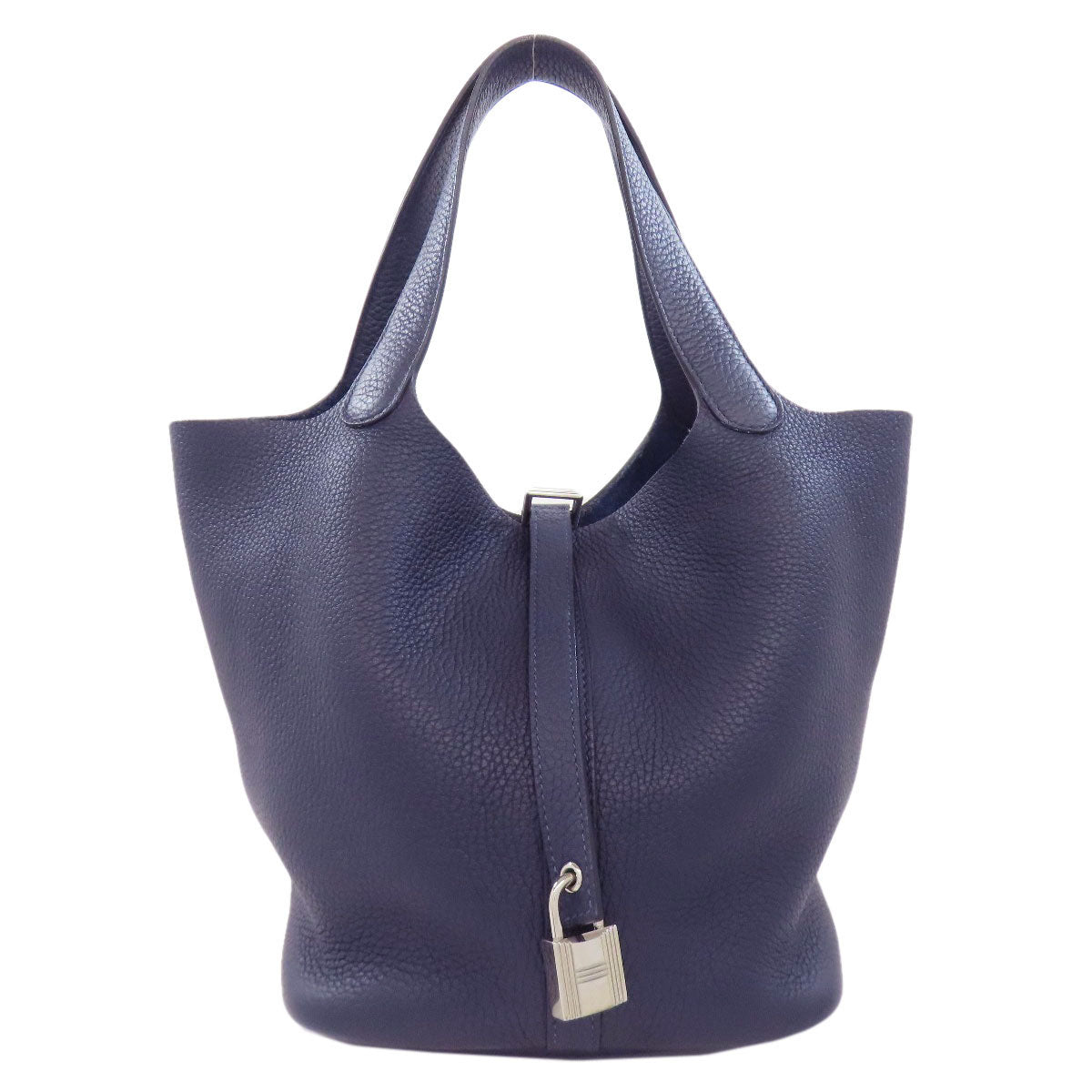 Hermes Handbag Taurillon Clemence Picotin Lock Mm Silvermetal Women Navy Travel Bag