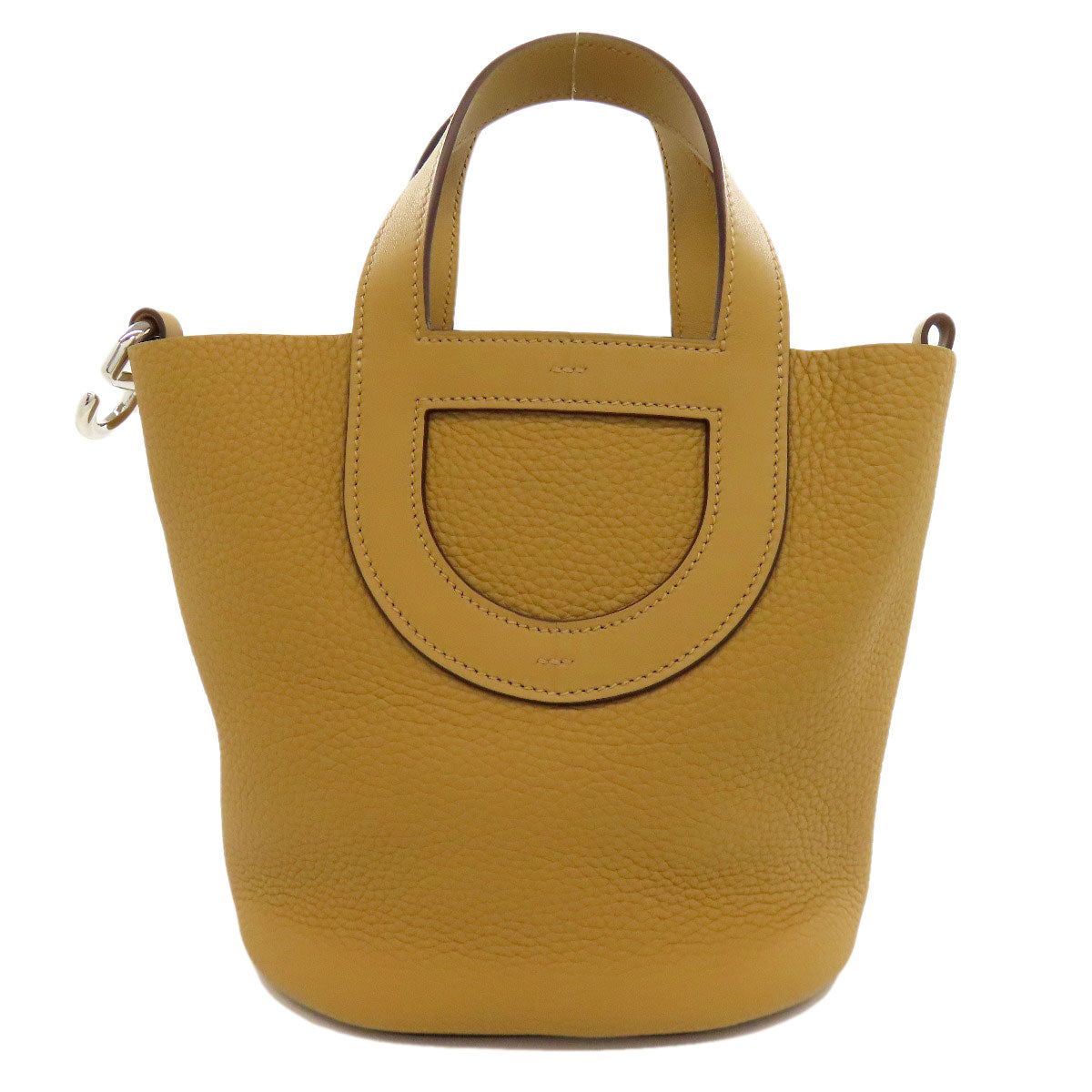 Hermes Handbag Taurillon Clemence In The Loop Silvermetal Women Brown Travel Bag
