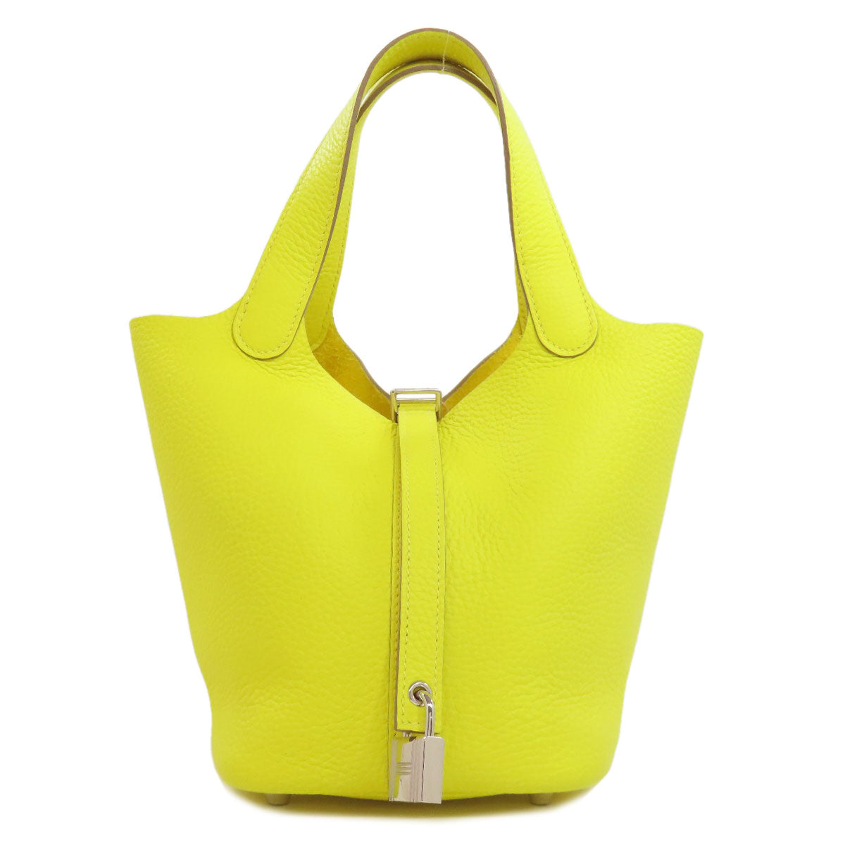 Hermes Handbag Taurillon Clemence Picotin Lock Pm Silvermetal Women Yellow Travel Bag