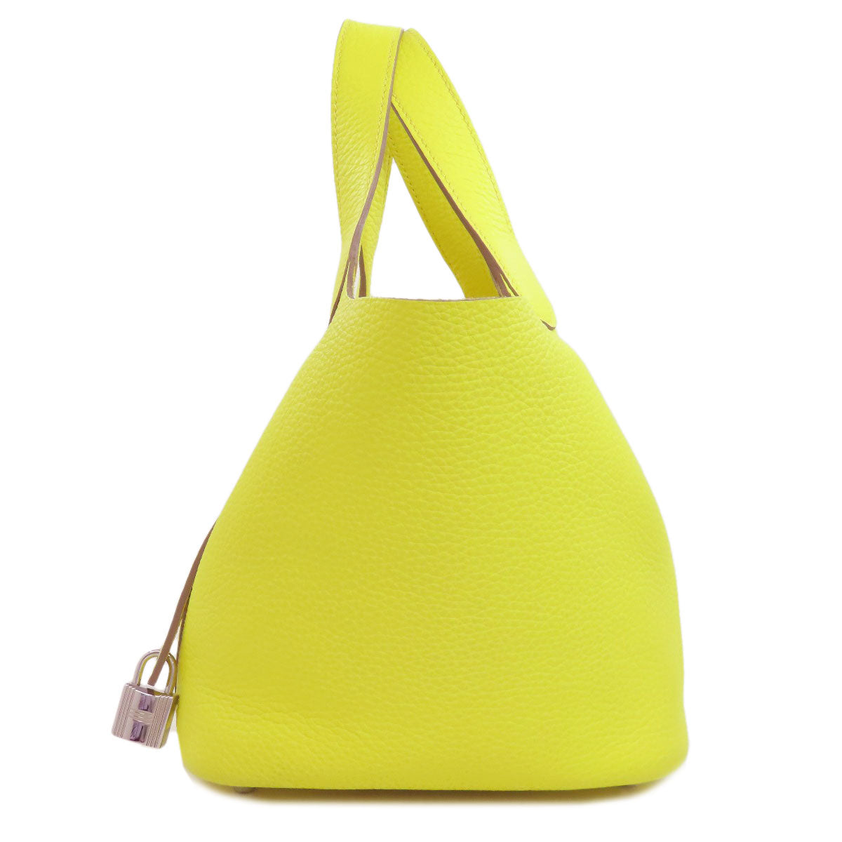 Hermes Handbag Taurillon Clemence Picotin Lock Pm Silvermetal Women Yellow Travel Bag
