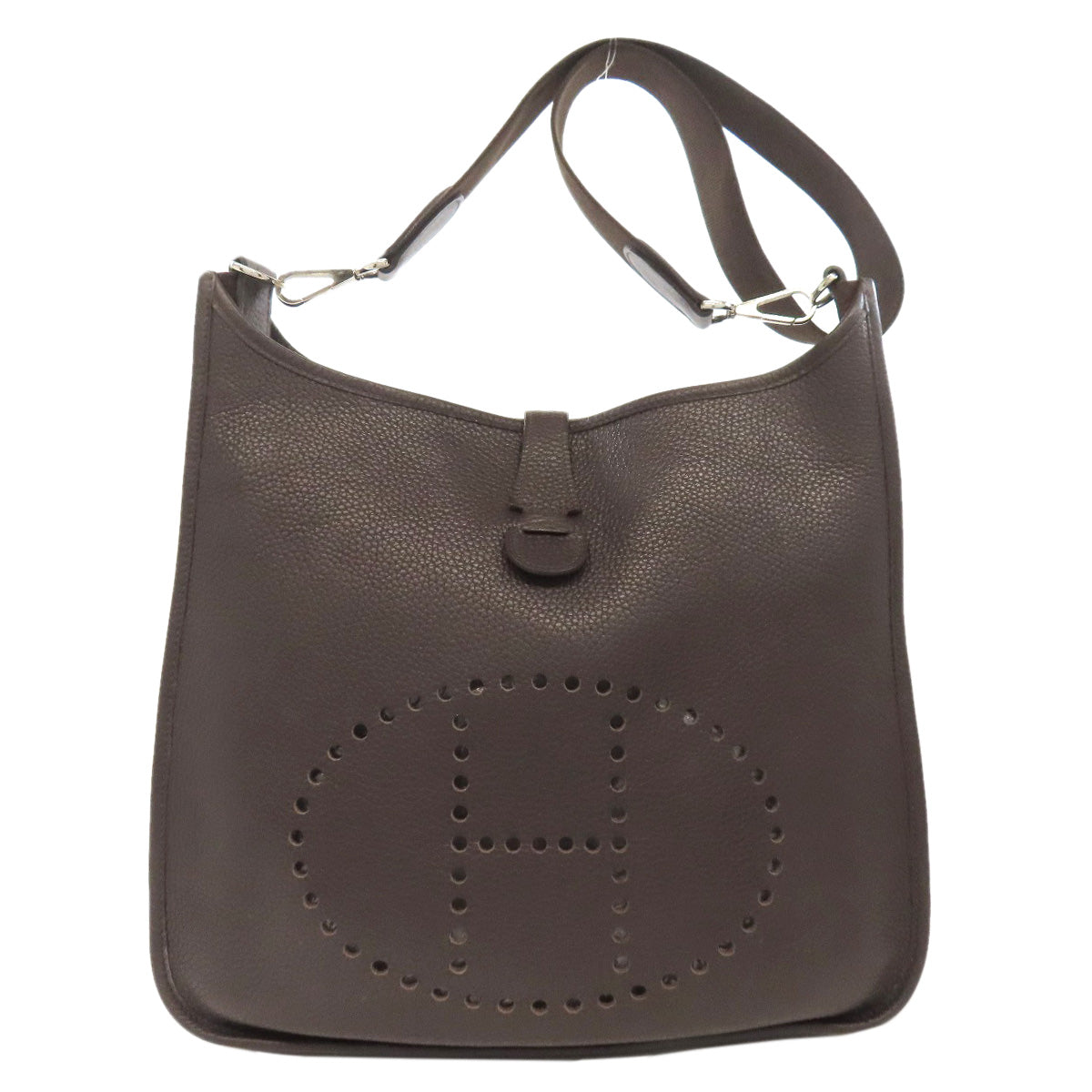 Hermes Shoulder Bag Taurillon Clemence Evelyn Gm Metal Brown Silver
