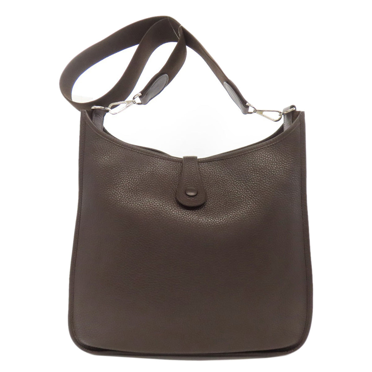 Hermes Shoulder Bag Taurillon Clemence Evelyn Gm Metal Brown Silver