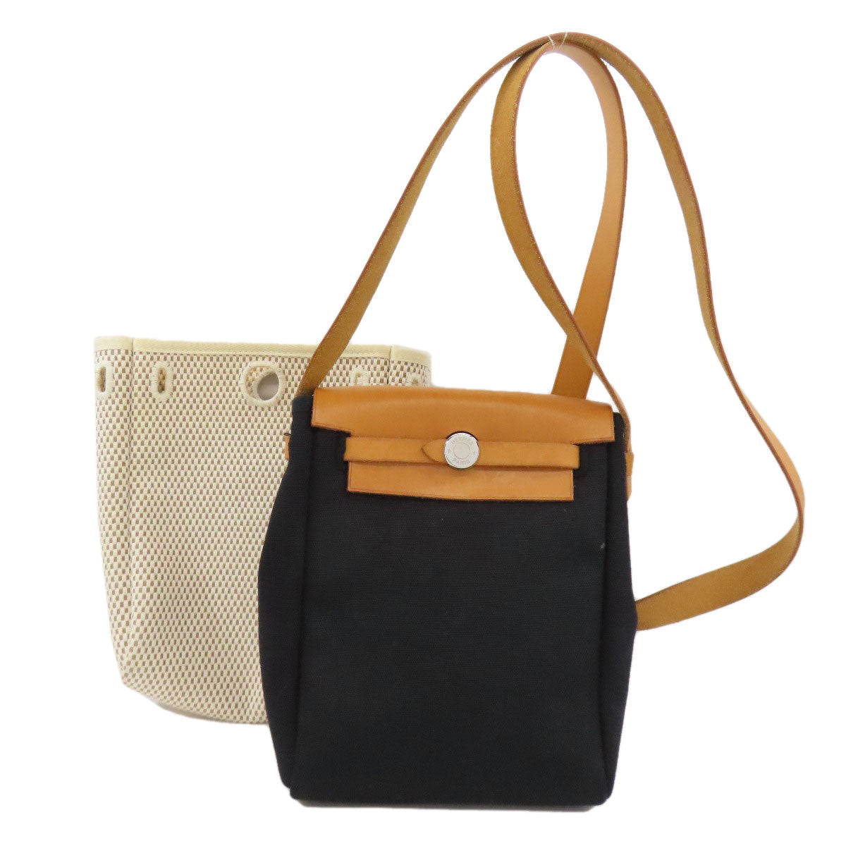 Hermes Shoulder Bag Towar Herbagtpm Silvermetal Women Black