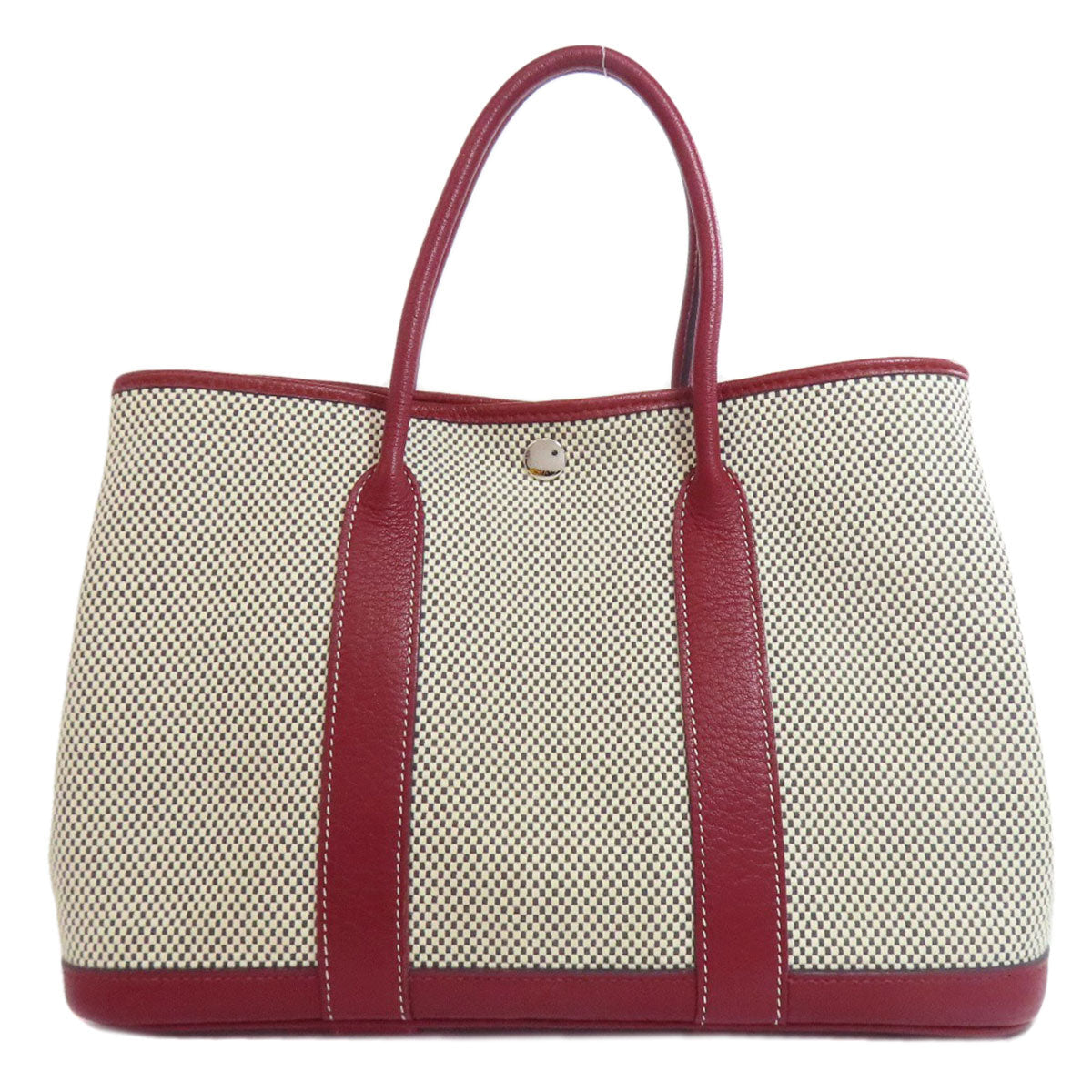 Hermes Tote Bag Garden Party Tpm Silvermetal Canvas Red