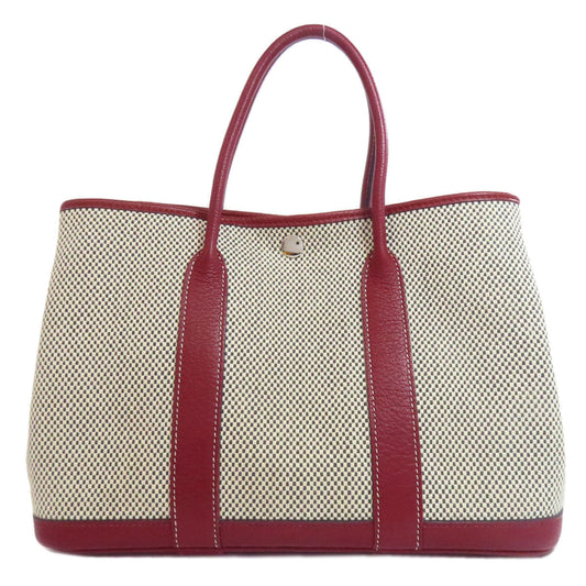 Hermes Tote Bag Garden Party Tpm Silvermetal Canvas Red
