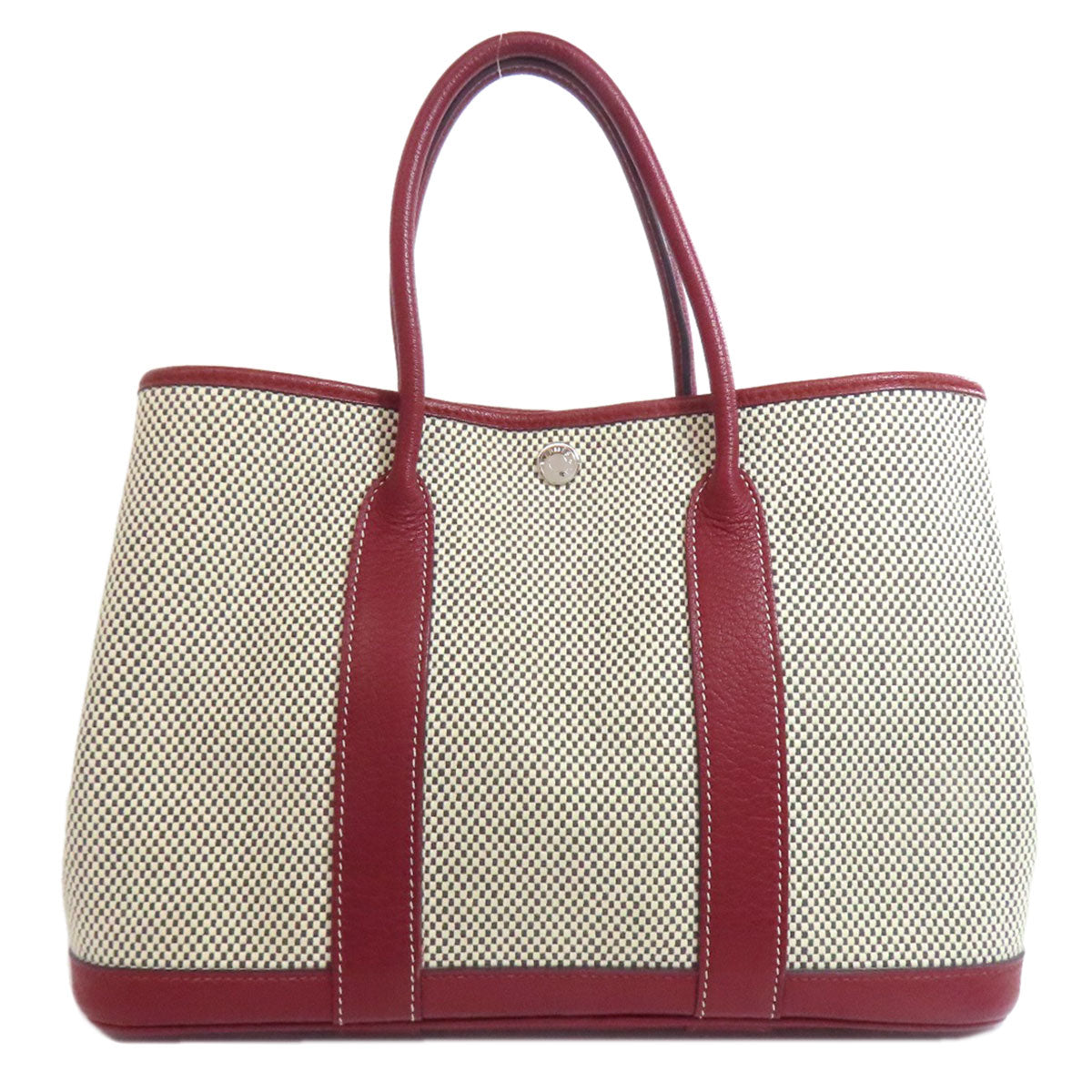 Hermes Tote Bag Garden Party Tpm Silvermetal Canvas Red