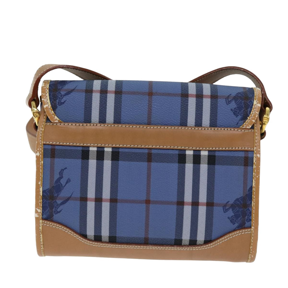 Burberry Luxury ss Nova Check Shoulder Bag Pvc Auth Blue