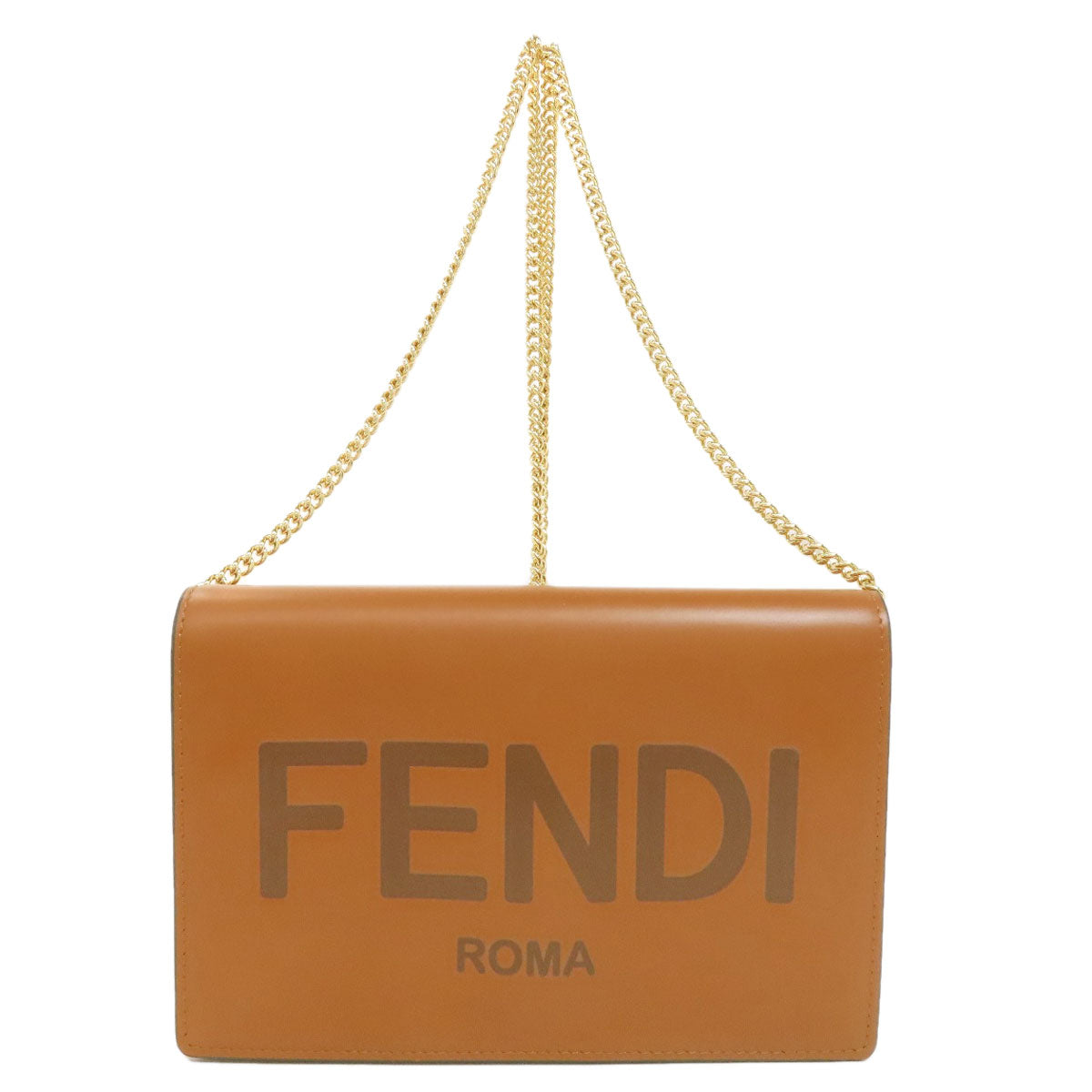 Fendi Shoulder Bag Calfskin Chainshoulder Women Brown