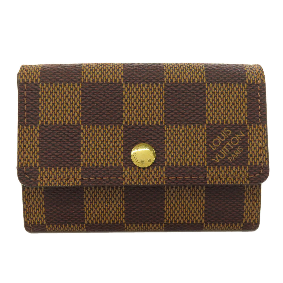 Louis Vuitton Coin M61930 Damier Portonet Plat Canvas Brown Handbag