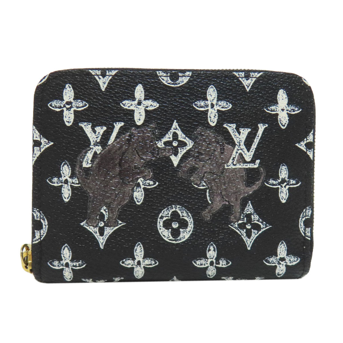 Louis Vuitton Coin M63884 Zippy Coin Purse Monogram Canvas Black Wallet Case